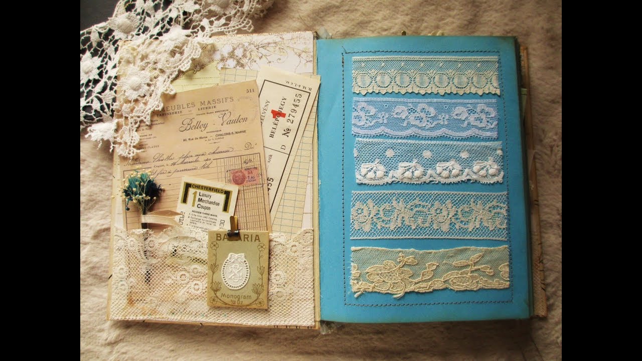 薔薇とレースのジャンクジャーナル・雑記帳　ティータイムにしましょうか♡ Paper Lover's Notebook 28 Work Video Lace Sample Book - YouTube