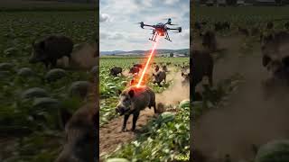 ‎Drone Strikes on Wild Boars ‎#wildboar #watermelonfarm #drone