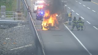 East Windsor: NJ Turnpike Exit 8 Fully Engulfed Car Fire. 09/17/2018.