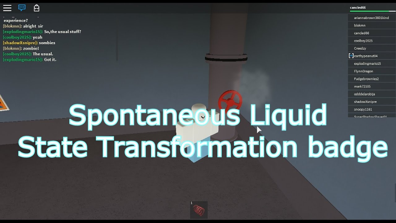 Roblox Spontaneous Liquid State Transformation Badge Innovation Research Labs Youtube - not enough science roblox earn this badge in innovation