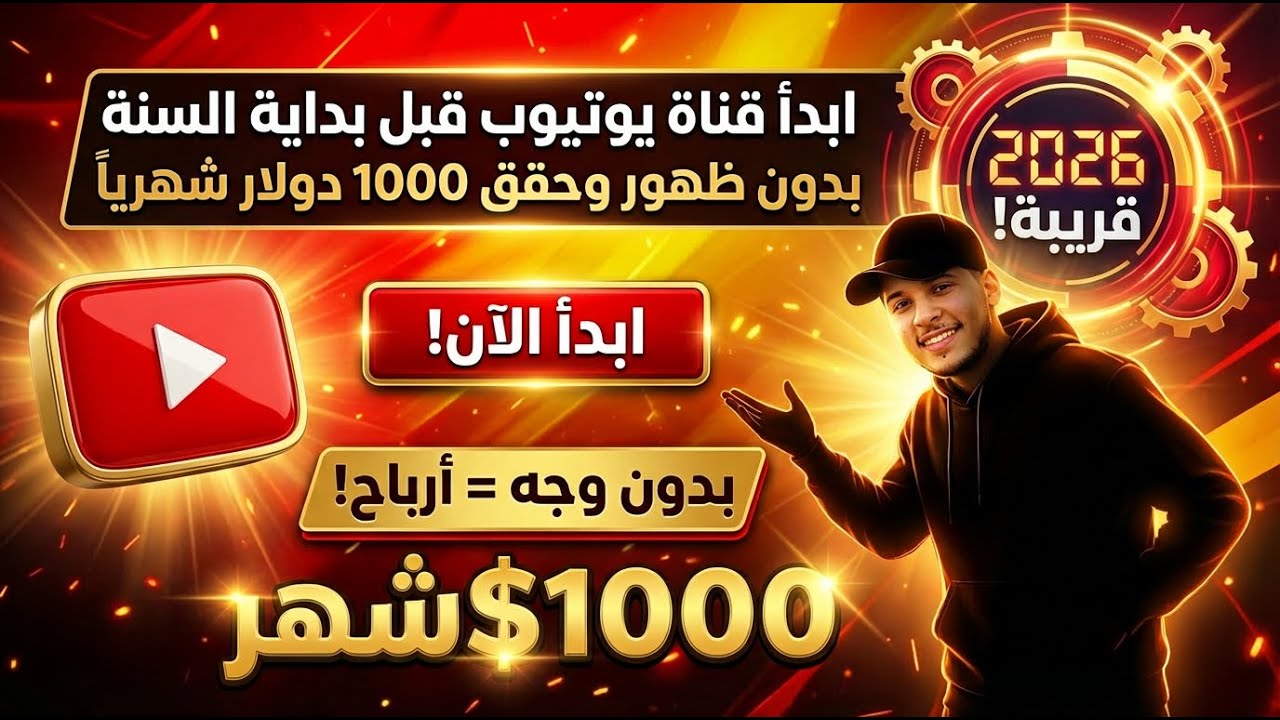 ابدأ قناة يوتيوب بدون ظهور وحقق 1000 دولار شهريا في 2026!