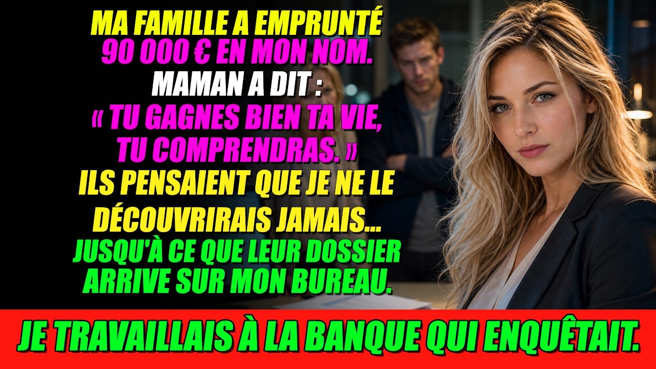 Ce soir-là, je travaille tard à la banque quand mon algorithme signale un crédit suspect. Je clique sur le dossier et je vois mon propre nom : un prêt de 9000 euros signé à ma place, avec ma fiche...