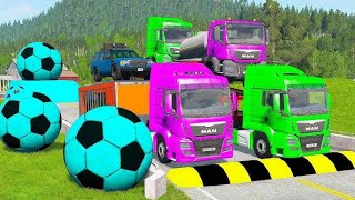 TRANSPORTING PIXAR CARS & FRUITS WITH COLORED & JOHN DEERE vs CLAAS vs TRACTORS - BeamNG.drive #962 screenshot 2