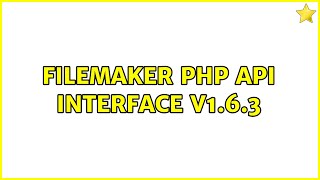 FileMaker PHP API Interface v1.6.3