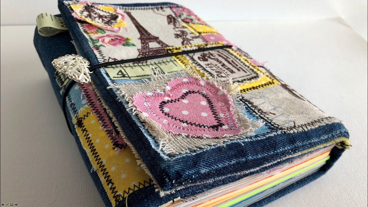 Diario de viaje tipo midori DIY con mezclilla reciclada