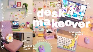desk makeover + wfh setup 🌷 pastel danish theme, cute keyboard, desk accessories & aliexpress haul screenshot 2