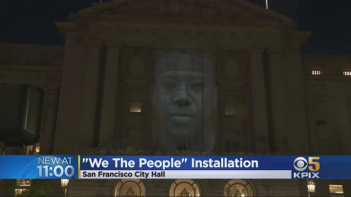 CITY HALL ART:  Art installation by Jock McDonald projected onto SF City Hall