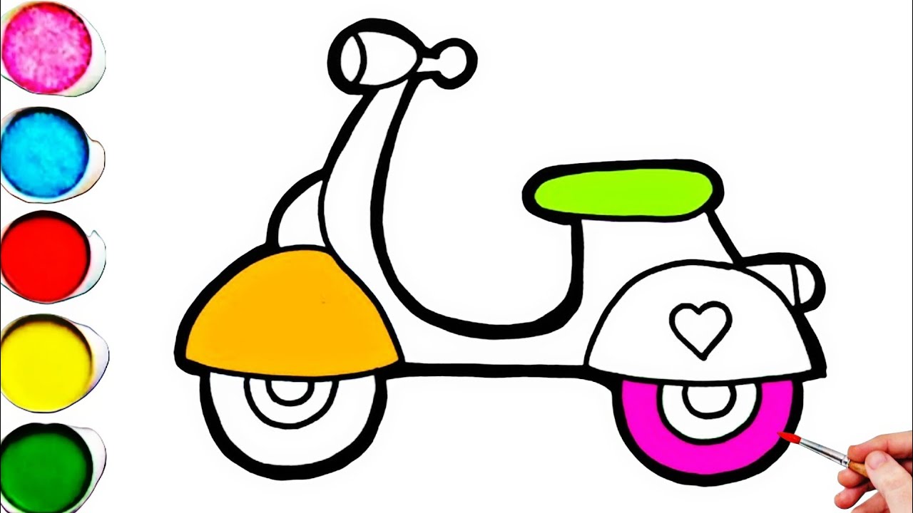Милый рисунок самоката, раскраска для детей и малышей_ Детское искусство
