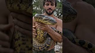 🐍 Giant Anaconda Caught on the Amazon River 😱 #shorts