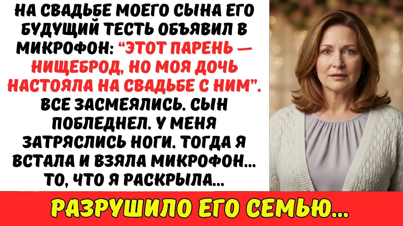 На свадьбе ТЕСТЬ сказал: “Этот парень — НИЩЕБРОД!” Мой сын ЗАПЛАКАЛ… Тогда я раскрыла одну ТАЙНУ