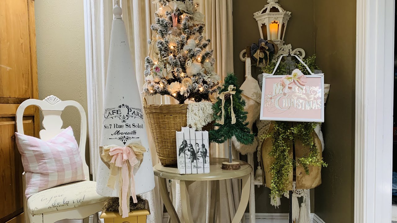 5 EASY & ELEGANT SHABBY CHIC FARMHOUSE CHRISTMAS DIY'S! DOLLAR TREE DIY ...