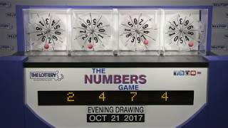 Evening Numbers Game Drawing: Saturday, October 21, 2017