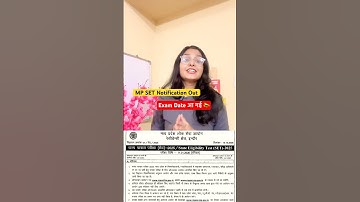 MP SET 2025 Notification Out 🔥 | Exam Date, Eligibility, Form Date, Syllabus #mpset#shorts