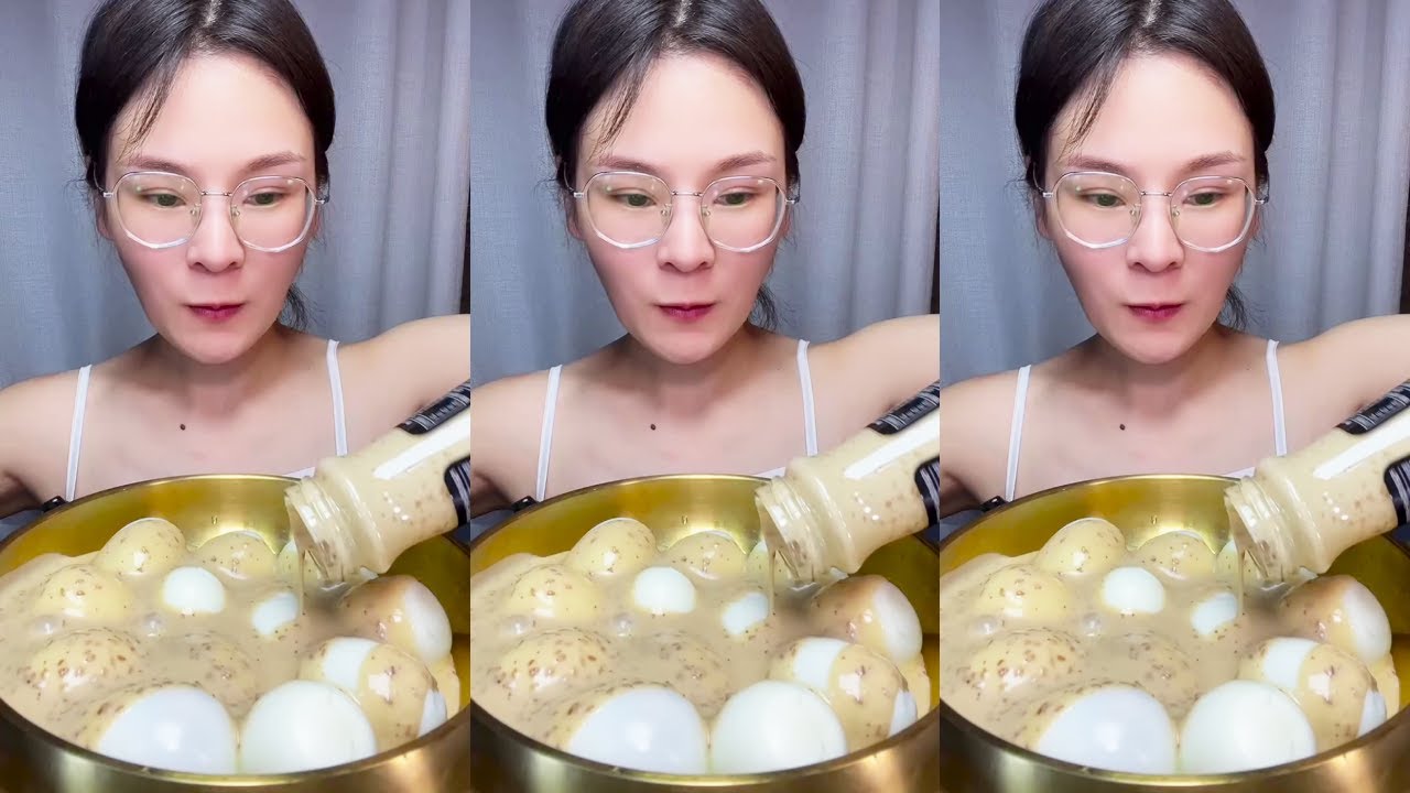 ASMR🍰Eat Century egg salad dressing🍰 (soft and waxy sound) 크림 케ց 먹방 ...