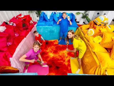 The floor is LAVA! 🔥 We're building the ultimate pillow fort! 🏰
