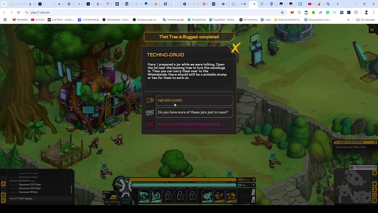 77 bit I play the game and go through quests