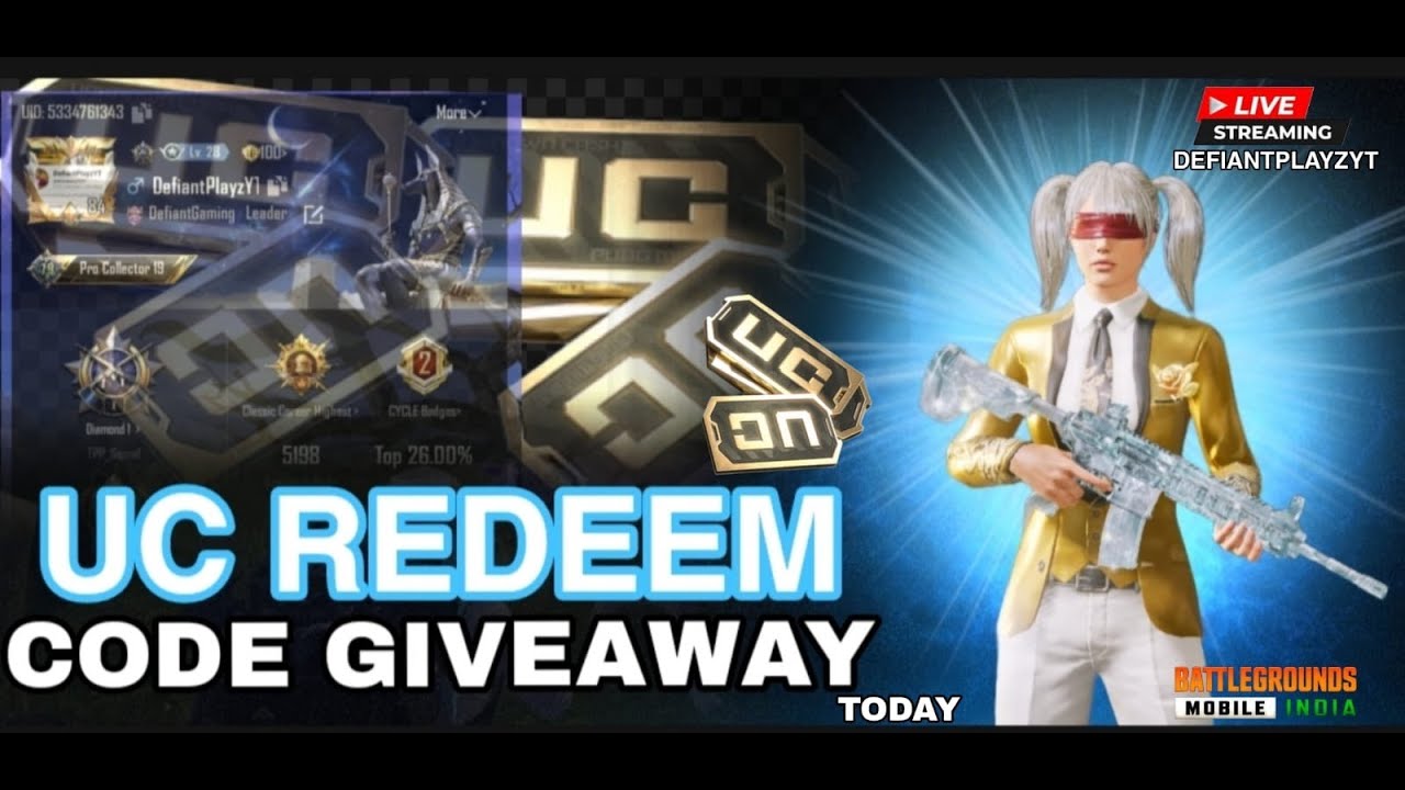 UC REDEEM CODE GIVEAWAY AAJAO GUYZZ🔥|| #bgmi #livebgmi #live #rankpush ...