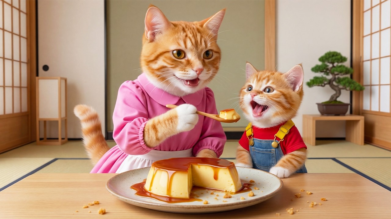 🐱🍮 From Sweet Love to Sweeter Smiles: Mama Cat Makes Caramel Cake for Her Kitten 💖✨