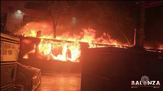 Fire Outside of Avra Estiatorio Restaurant on 48th Street, Midtown East, New York