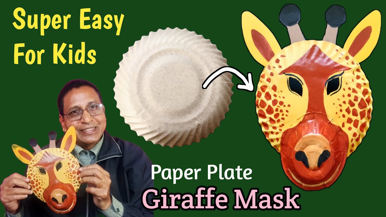 Giraffe Mask Making. Paper Plate Animal Mask. Giraffe Costume For Kids 