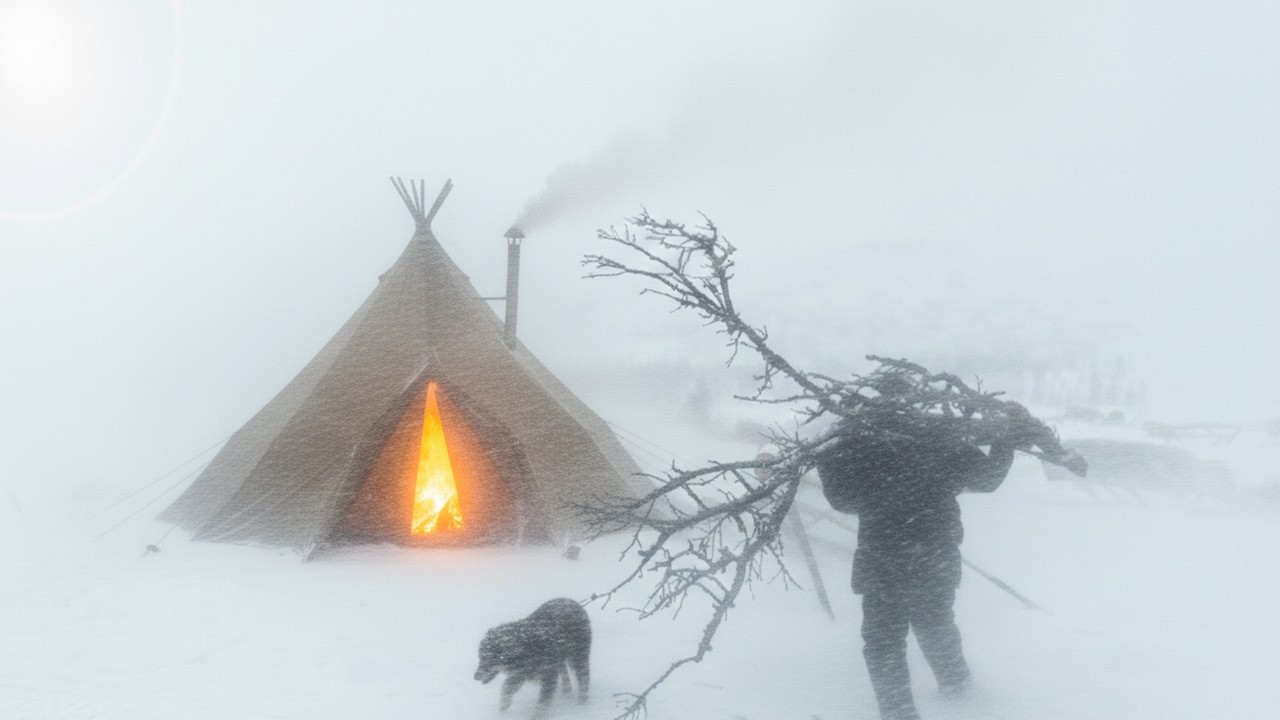 氷点下38℃。猛吹雪の雪山で3日間ソロサバイバル。薪ストーブと自作シェルターで生き延びる極寒ブッシュクラフト。