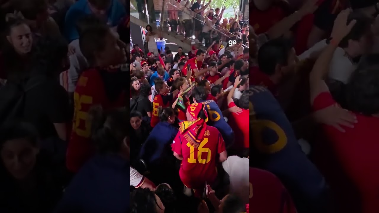 A FESTA DA TORCIDA DA ESPANHA EM NOVA YORK | #shorts | Copa do Mundo 2026 | ge.globo