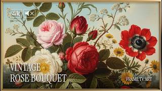 Frame TV Art Vintage Rose Bouquet 4K | Floral Oil Painting Screensaver | No Music 6 Hours screenshot 3