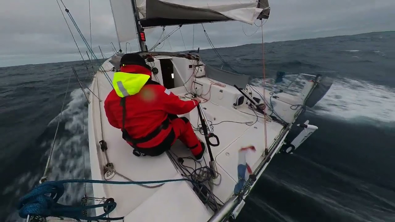 Sailing fast on Pogo 30 crossing the Bay of Biscay
