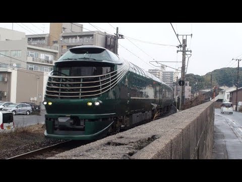 【高架の起点】瑞風とやくも10号を乃木-松江間の並行道路から撮影（2018/2/22）