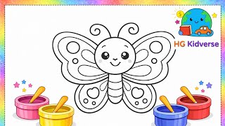Butterfly Coloring 🦋 Learn Colors for Kids 🎨 | Easy Coloring Page 🎨