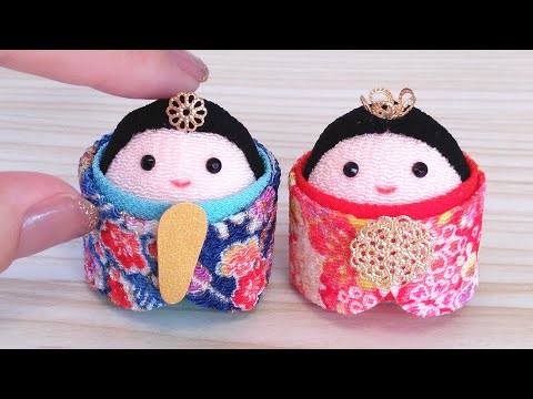 切って貼るだけ】たまご型🎎雛人形の作り方💐【縫わずにできる