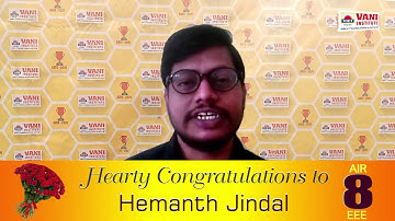 GATE 2021- ELECTRICAL ENGINEERING AIR 8th Ranker Testimonial | Hemanth Jindal | VANI INSTITUTE