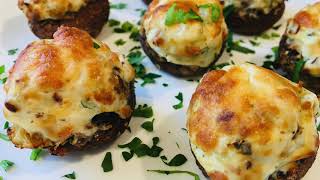 Quick & Easy Stuffed Mushrooms | Cream Cheese | Air Fryer | Vegetarian | Mozzarella | Italian