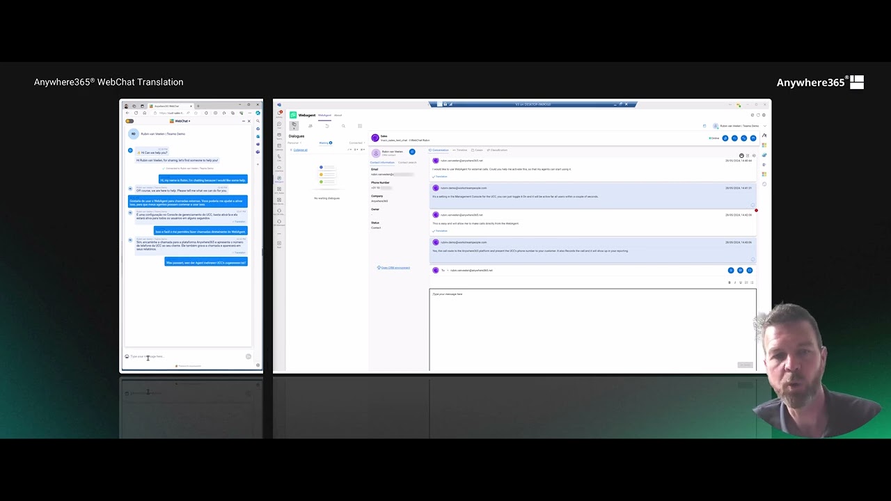 Anywhere365 WebChat with Translation