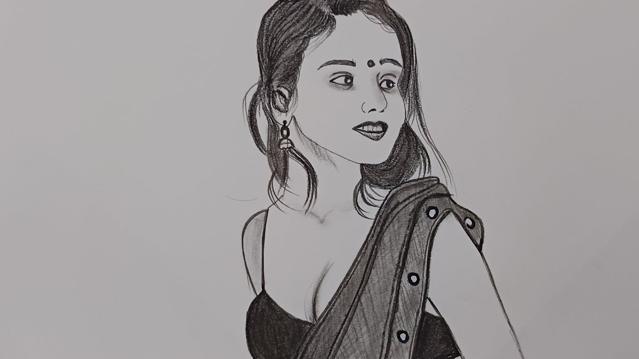 How To Draw a Pencil Sketch Drawing Of Women Long Video - YouTube