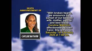 Caroline Mathurin ~ Short Obituary