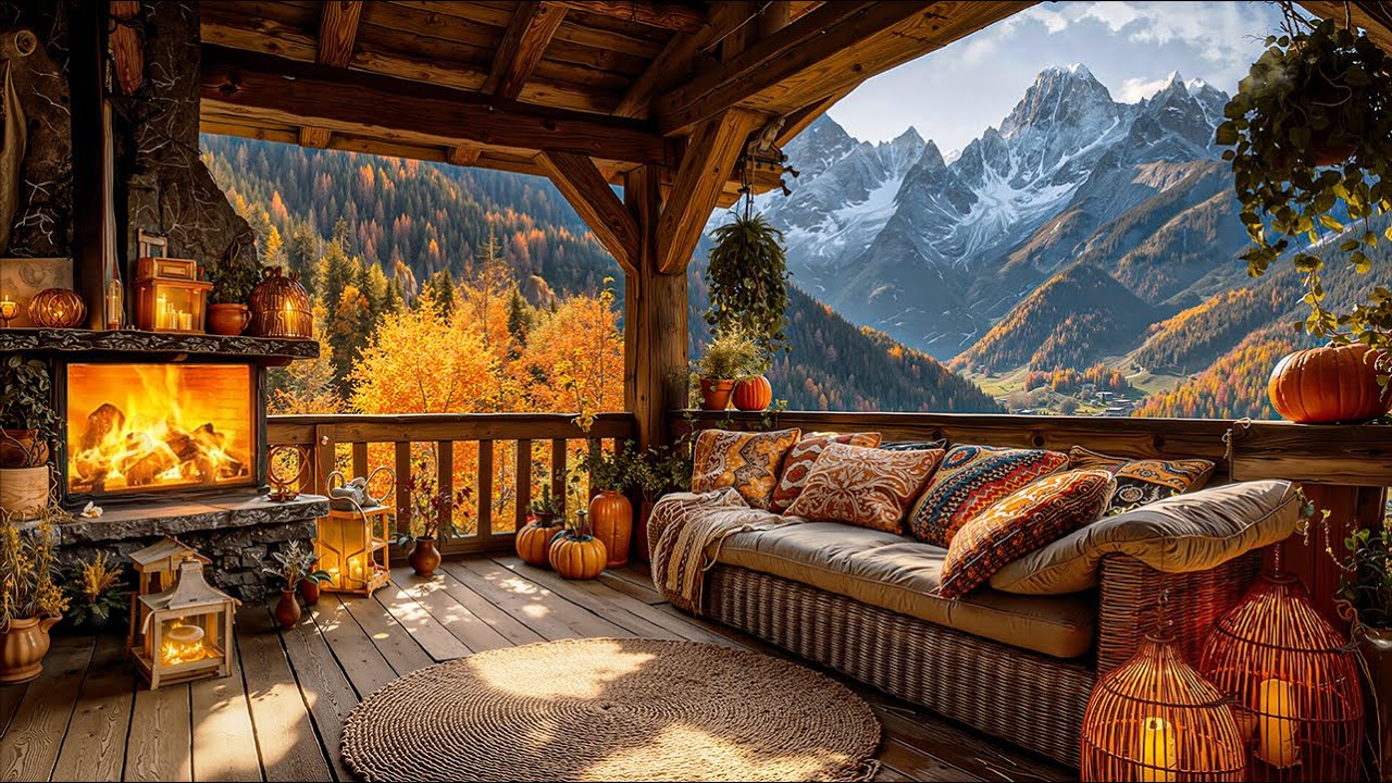Cozy Autumn Fireplace Retreat | Soft Piano & Crackling Fireplace for Calm, Sleep & Study