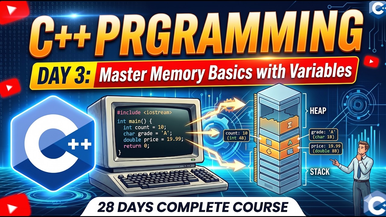 C++ Day 3: Master Memory Basics with Variables - YouTube