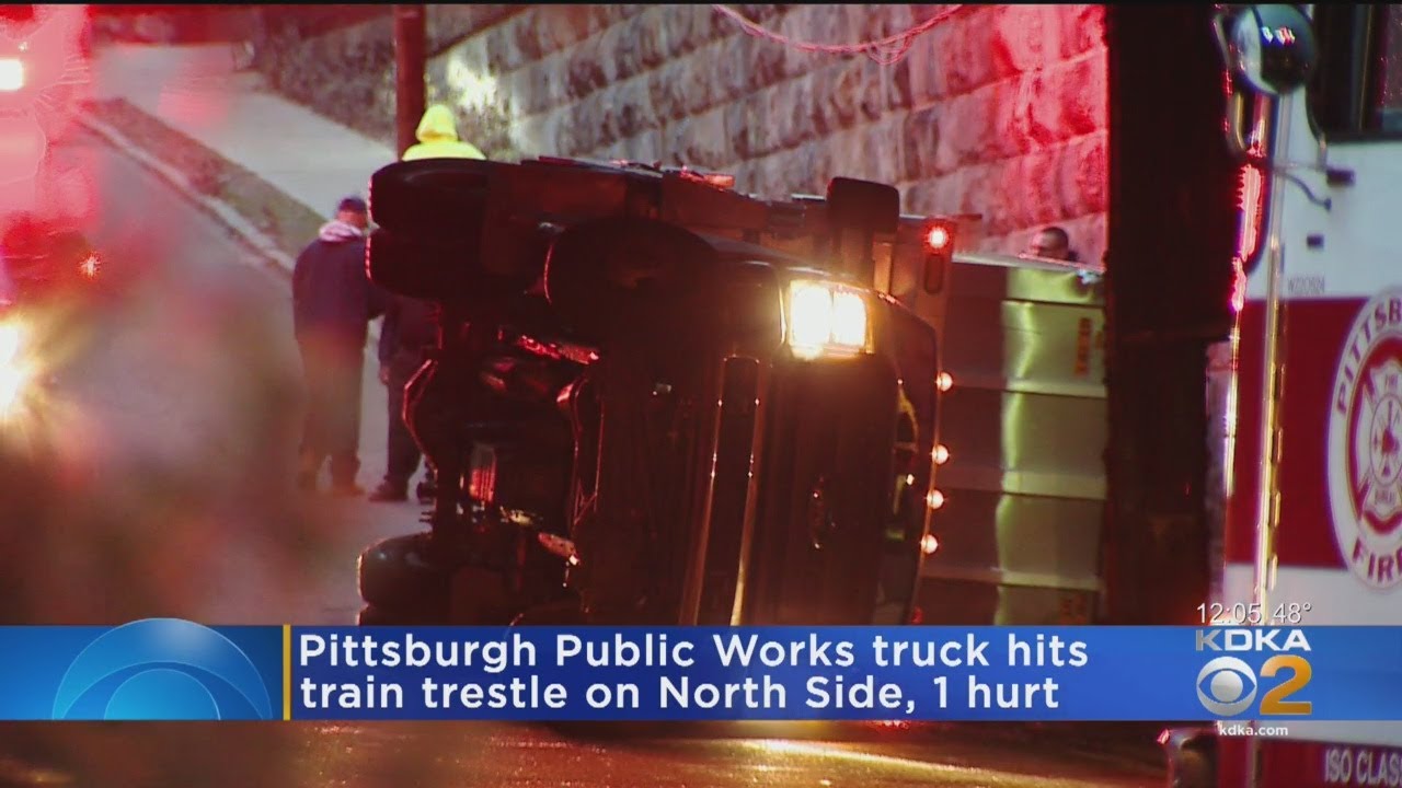 Pittsburgh DPW Truck Flips Onto Side After Crash On The North Side