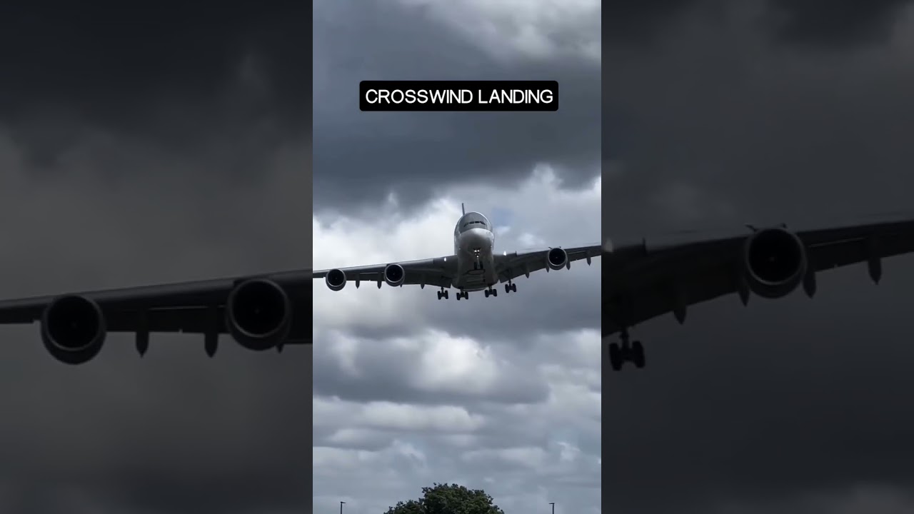 🇶🇦 Airbus A380 Crosswind Landing in Heathrow