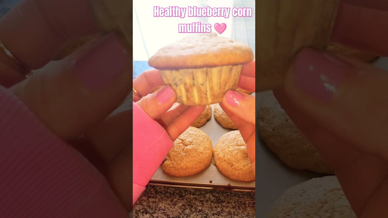 Baking healthy blueberry corn muffins 🫐🫐 