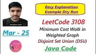 Minimum Cost Walk in Weighted Graph | LeetCode 3108 |Disjoint Set Union| Java Code | Developer Coder