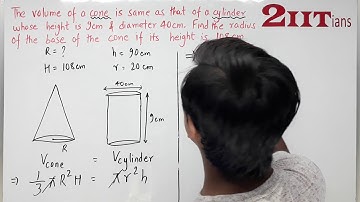 MENSURATION Exercise 17.5 Q 6 Class X ICSE  The volume of a cone is the same as that of the cylinder