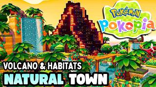 Pokémon Pokopia~TROPICAL JUNGLE NEIGHBORHOOD &amp; VOLCANO DESIGN~medieval Town~Speed build #pokopia