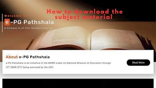 How to Download Study Material from e-PG Pathshala@libraryscience123
