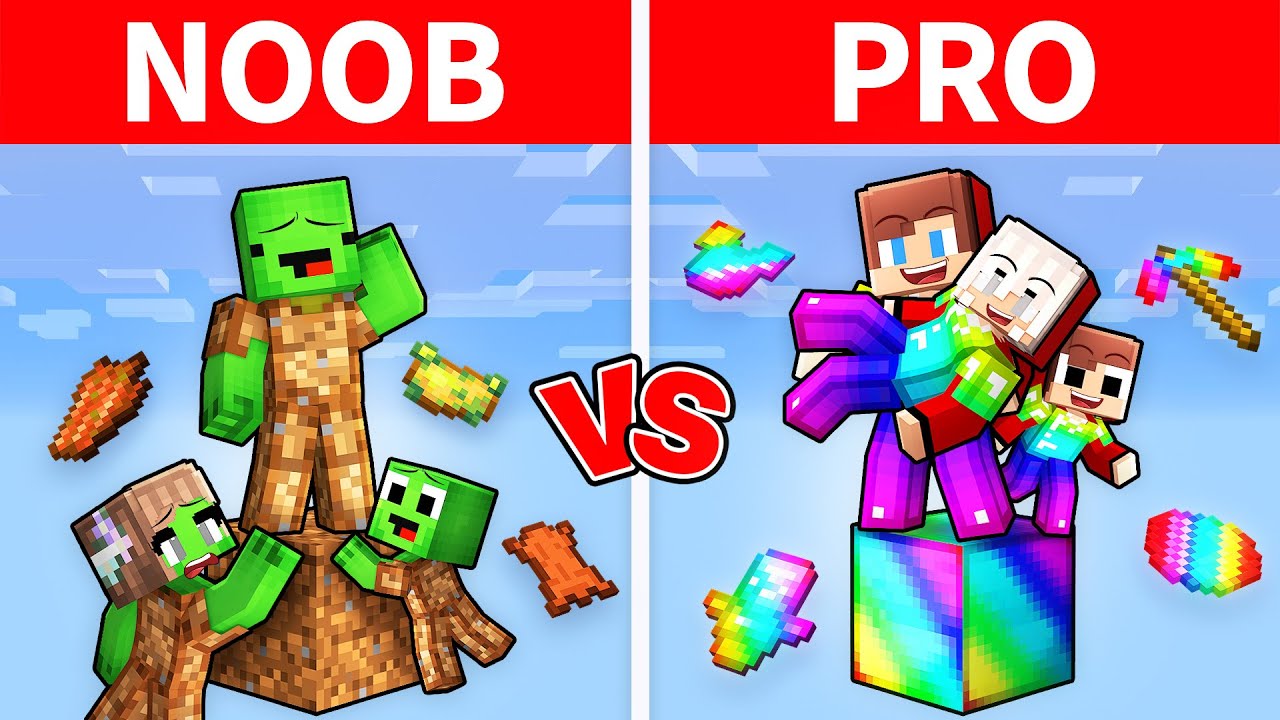 Mikey Family & JJ Family - NOOB vs PRO : One Block in Minecraft (Maizen)