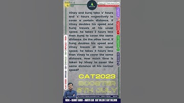 QoD 3 Quant Time Speed Distance #CAT2023