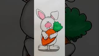 Printable Bunny Coloring Page – Cute Rabbit with Carrot #drawing