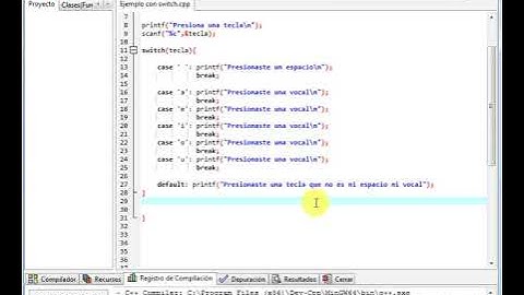 Ejemplo de uso de la sentencia Switch en lenguaje C