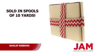 Natural w Red Chevron 1 5 in x 10 yd Burlap Ribbon